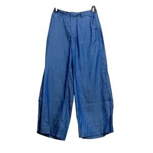 The Editor’s Market Blue Wide Leg Cropped Pants